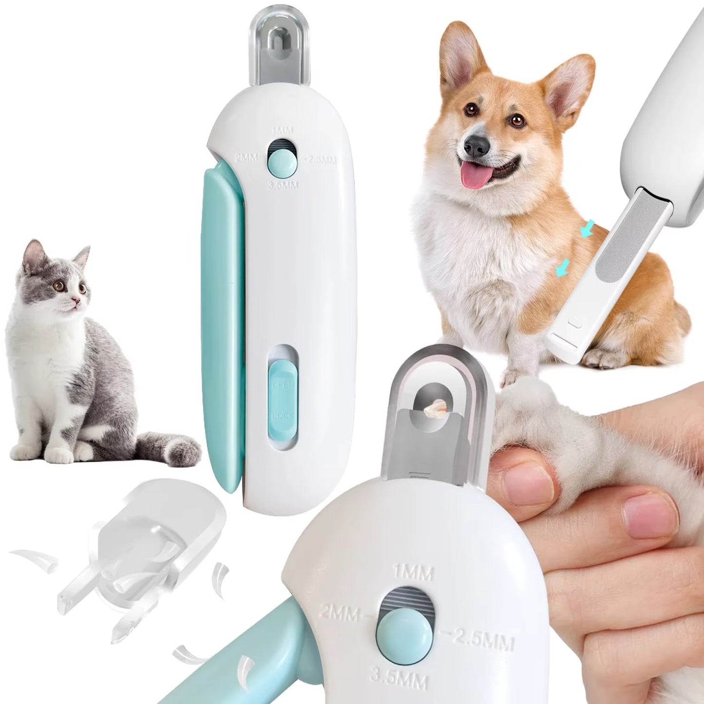 Pet Nail Clipper for Cat & Dog Claws with 4 Gears & Nail File