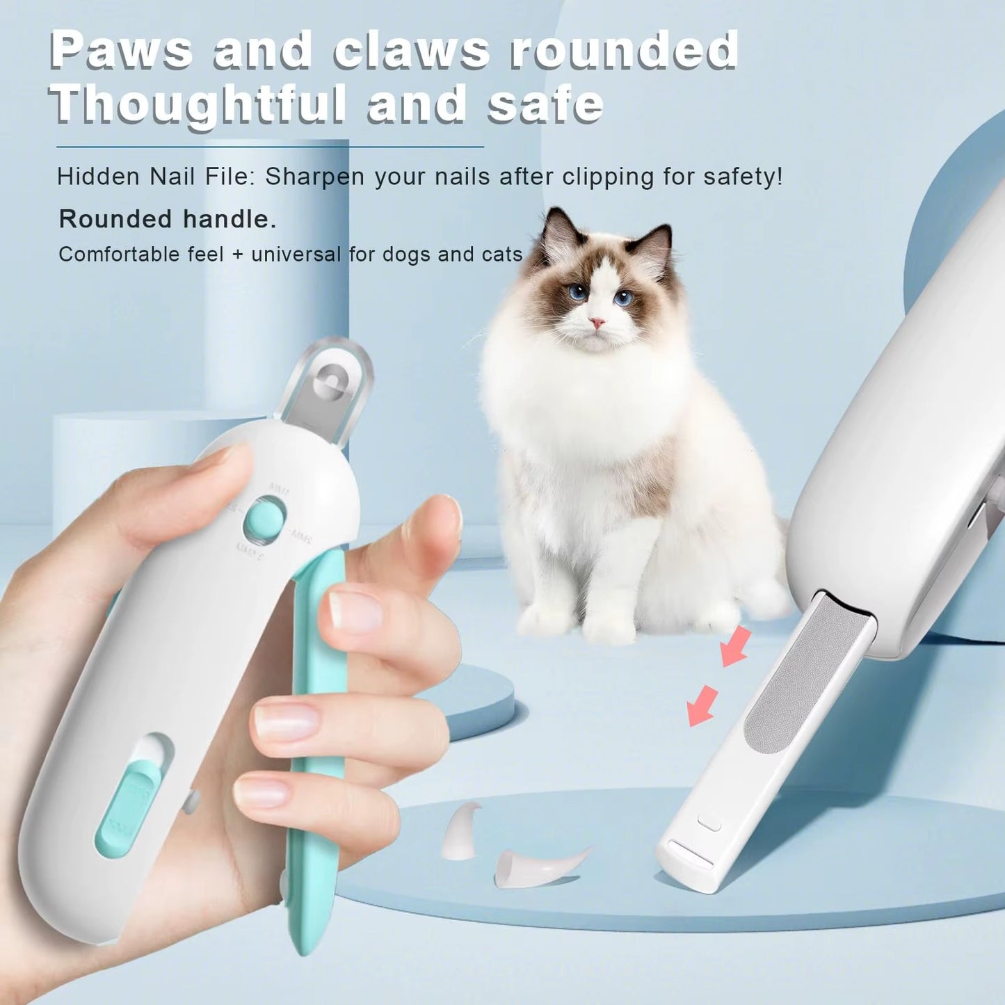 Pet Nail Clipper for Cat & Dog Claws with 4 Gears & Nail File